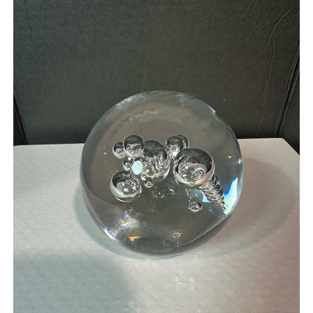 Vintage Controlled Bubble Art Glass Paperweight